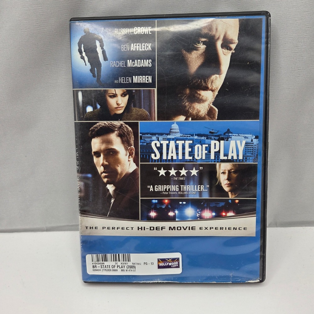 State of Play Blu-ray Movie Russell Crowe Ben Affleck 2009 Thriller Mystery